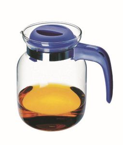 Teekanne mit Deckel Krug 1,5 L Teekrug Saft Wasser Tee Karaffe Kanne hartglas