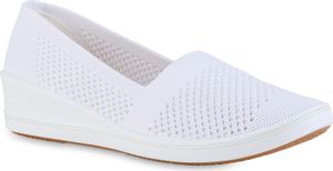 VAN HILL Damen Keilslipper Keilabsatz Bequem Strick Freizeit Slip On Schuhe 841597, Farbe: Weiß, Größe: 37 VAN HILL Damen Keilslipper Keilabsatz Bequem Strick Freizeit Slip On Schuhe 841597, Farbe: Weiß, Größe: 37