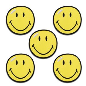 Mono-Quick Smiley © 5 Stück - Aufnäher, Bügelbild, Aufbügler, Applikationen, Patches, Flicken, zum aufbügeln, Größe: 3,5 x 3,5 cm