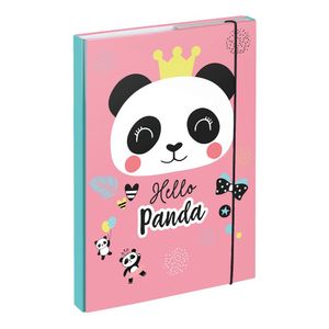 Baagl Heftbox für Schulranzen - Heftmappe A4 für Kinder mit Gummiband und Innenklappen - Sammelmappe, Sammelbox mit Gummizug für Mädchen (Panda)