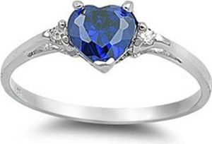 Damen-Ring, glänzender Zirkonia, eingelegtes Temperament, geometrisch, heller Glanz, Dekoration, Smaragd, herzförmig, Versprechensring, Modeschmuck für Freundin-Blau 10