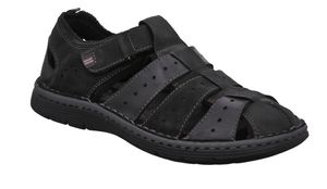 Rohde Herren Leder Klettverschluss Slipper Halbschuhe Prato 6040, Größe:43 EU, Farbe:Schwarz