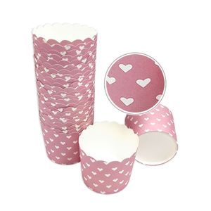 Muffin Backformen 25 Stück, groß Durchmesser 6,1 cm, rosa, weiße Herzen, Höhe 5,5cm