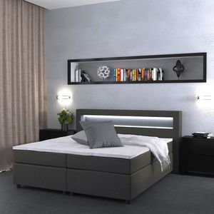 Livinity® Boxspringbett , 200 x 180 cm mit LED Beleuchtung, Grau