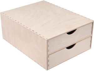 Creative Deco Schubladen-Box aus Birken-Sperrholz | 2 Schubladen | 33 x 25 x 13,5 cm (+/- 1 cm) | Mini-Kommode für Kleinigkeiten | Perfektes Ordnungssystem für Lagerung, Decoupage & Dekoration