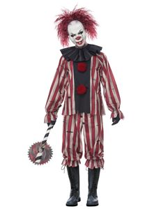 Dämonisches Clown-Kostüm für Herren Halloween-Kostüm rot-grau