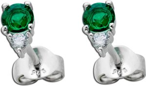 Ohrringe Silber 925 weisse Zirkonia grüne Smaragde