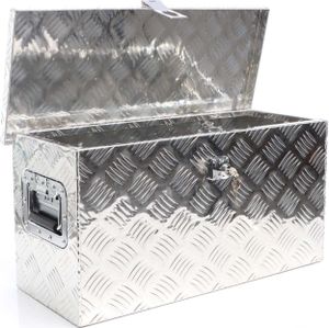 XPOtool Alu Kiste mit Deckelüberstand 60x25x30cm Truckbox aus Aluminium Werkzeugbox mit 2 Schlüsseln