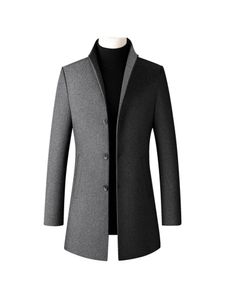Herren Pocket Graben Jacke Business Plain Trench Coat Dicke Drehkragen Outwear,Farbe:Grau, Größe:2XL