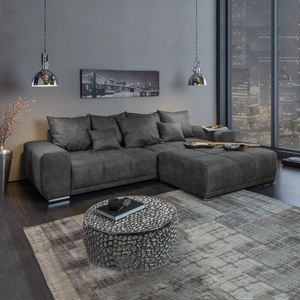 riess-ambiente Big Sofa ELEGANCIA 285cm grau Microfaser XXL Couch inkl. Kissen Federkern Couch Eckcouch Ecksofa