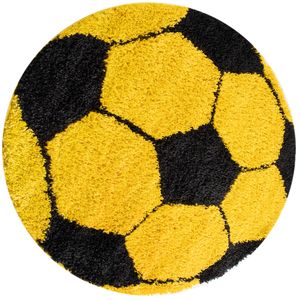 Kinderteppich Rund Fußball Design Teppich Kinderzimmer Spielteppich Flauschig, Grösse:120 cm Rund
