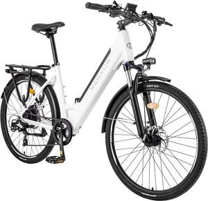 nakxus 26M208 e-bike, elektrické kolo 26'' trekkingové kolo e-city bike s 36V 13Ah lithiovou baterií pro dlouhý dojezd až 100KM, 250W motor s APP White