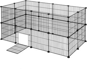 EUGAD Freigehege für Kleintiere 72cm hoch Indoor&draußen, Metallgitter schwarz