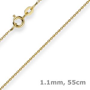 1,1mm Rund-Ankerkette Kette Collier, 585 Gold Gelbgold Goldkette, 55cm