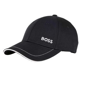 BOSS Bavlnená čiapka s kontrastným logom Black/Black