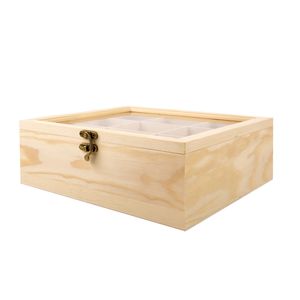 ewtshop Sortierbox aus Holz, Aufbewahrungsbox mit 9 Fächern mit je 7,5x7,5x7 cm