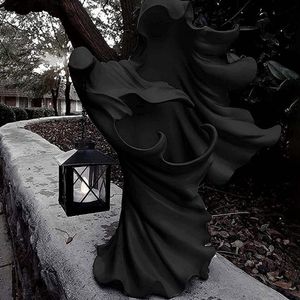 Höllenbote mit Laterne Gesichtslose Geisterskulptur Halloween Skulptur Dekoration (Schwarz)