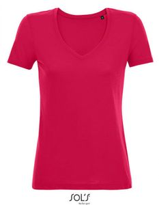 Damen Shirt WomenŽs Flowy V-Neck T-Shirt Motion - Farbe: Dark Pink - Größe: L