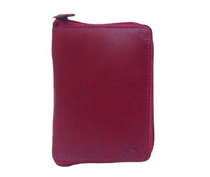 Delfín praktická dámská kožená peněženka na zip tmavě červená, 2 x EK čip, 12xCC, mnoho přihrádek, cca 10x14 cm