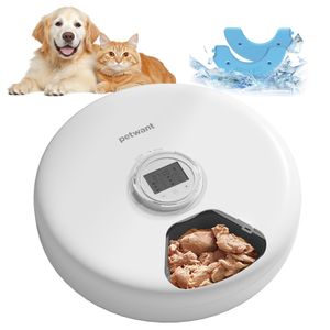 Futterautomaten Katze, Automatischer Katzenfutterautomat für Nass/Trockenfutter, mit Timer, 6 Mahlzeiten, mit 2 Kühlakkus, schützen Pfoten Design Futterautomaten Katze, Automatischer Katzenfutterautomat für Nass/Trockenfutter, mit Timer, 6 Mahlzeiten, mit 2 Kühlakkus, schützen Pfoten Design