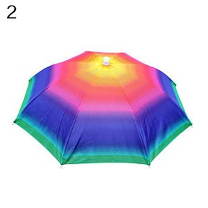 Verstellbares Stirnband Sun Rain Outdoor Sport Faltbarer Angelschirm Hut Regenschutzkappe, Regenbogen