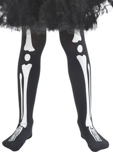 Skelett-Strumpfhose für Kinder Halloween-Accessoire schwarz-weiss