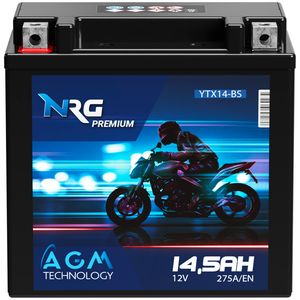 NRG AGM Motorradbatterie YTX14-BS 14,5Ah 12V