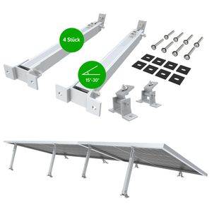 NuaSol Balkonkraftwerkhalterung 2er Set | Solar- & PV-Montagesysteme| Verstellbare Solarpanel Halterung für PV-Anlagen 4 Stück | Neigungswinkel 15-30° | Länge einstellbar 390-693 mm | inkl. Montagematerial | Silber