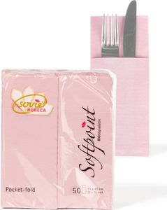 Sovie HORECA Besteckserviette Softpoint "Pub" in Altrosa, 40 x 33 cm, 1/8 Falz, 50 Stück