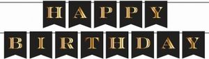 Happy Birthday Girlande gold schwarz