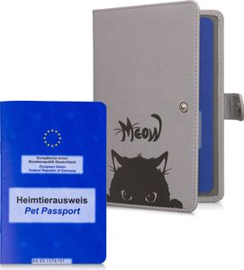 kwmobile Impfpass Hülle für Tiere - Schutzhülle für EU Heimtierausweis - Haustier Impfausweis Cover Kunstleder - Katze Meow