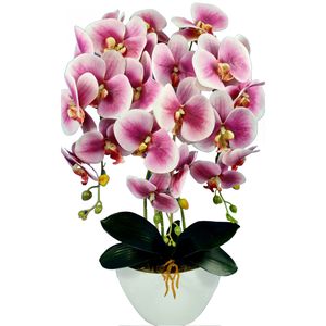 Umělá orchidej Gumová orchidej Bílé a růžové květiny Damich