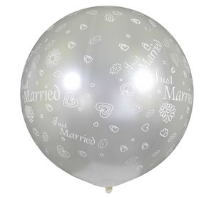 Riesenluftballon Just Married silber 1m