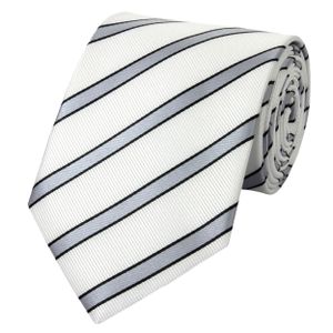 Schlips Krawatte Krawatten Binder 8cm weiß schwarz grau gestreift Fabio Farini