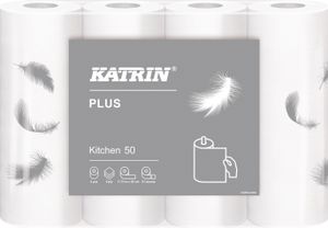 KATRIN® 231004 Küchenrolle - 26 x 23 cm, 3-lagig, weiß, 4 Rollen je 51 Blatt
