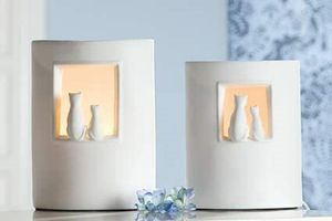 Gilde Porzellan Lampe Katzenpaar (Rechts) Fassung E 14 max. 40 Watt 34271