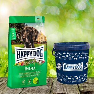 Happy Dog India 10 kg + Futtertonne 20 Liter