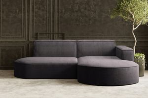 Kaiser Möbel Ecksofa Designer MODENA STUDIO stoff Dicker cord Poso Dunkelgrau Rechts