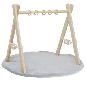 LuMali BABY GYM Spiel aus Holz mit einer grau Spielmatte spielbogen Für Kleinkinder  Montessori Spiel Spielzeug Für Kleinkind Übung Baby Gym