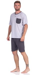Herren Pyjama Short und T-Shirt Schlaf-Anzug; Grau L/50