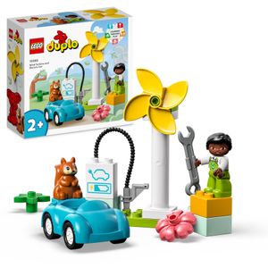 LEGO 10985 DUPLO Town Windrad und Elektroauto, Spielzeugauto-Lernspielzeug für Mädchen und Jungen ab 2 Jahren, für nachhaltiges Spielen und die Entwicklung von Kleinkinder