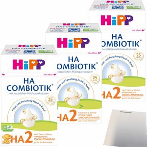 Hipp 2184 HA 2 Combiotik Folgemilch - ab dem 6. Monat 3er Pack (3x600g Packung) + usy Block