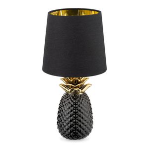 Navaris Tischlampe im Ananas Design - 35cm hoch - Deko Keramik Lampe für Nachttisch oder Beistelltisch - Dekolampe mit E14 Gewinde in Schwarz-Schwarz