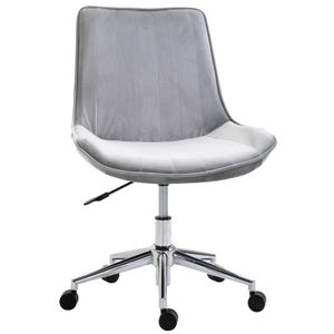 Kancelářské křeslo HOMCOM Kancelářská židle Otočná židle s nastavitelnou výškou 360°, sametová tkanina, šedá, 52,5 x 60 x 82-91 cm