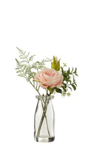J-Line - Kytica umelých ruží vo váze 'Rose'