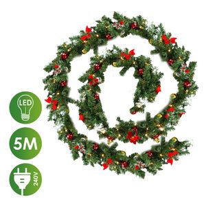 EINFEBEN Weihnachtsgirlande 5m, Tannengirlande mit 100 LED warmweiss inkl.Girlande Weihnachten, Deko Weihnachten Innen Außen IP44 (5 Meter langes Netzkabel) Weihnachtsgirlanden