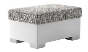 Polsterhocker Sitzhocker Wohnzimmer Hocker 85x55cm Strukturstoff grau Kunstleder weiß