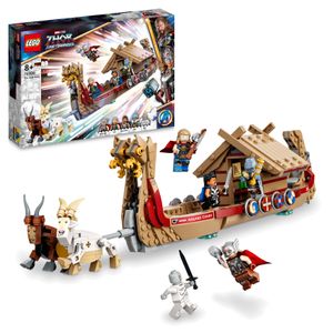 LEGO 76208 Marvel Das Ziegenboot Spielzeug-Schiff aus Thor: Love & Thunder, Avengers-Set zum Bauen mit Minifiguren und Sturmbrecher ab 8 Jahre