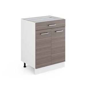 Vicco Küchenunterschrank R-Line, 60 cm mit Schublade, ohne Arbeitsplatte, Grau/Weiß