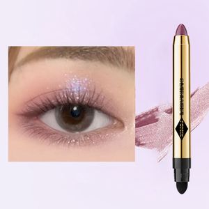 Doppelseitiger Perlglanz Lidschattenstift wasserfest glitzer Lidschatten Make-up-Stift Eye Brightener Stick Blau Lila
